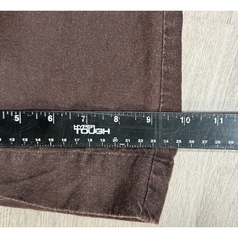 Banana Republic Wide Leg 100% Linen Pants Women's Size 2 Brown Braided Accent